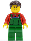 LEGO cty0161 Overalls Farmer Green, Dark Brown Short Tousled Hair